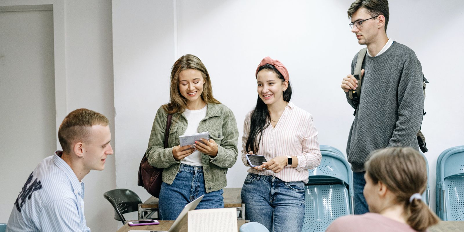 a group of people studying together