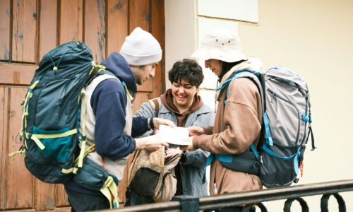 a group of people standing next to each other