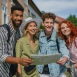Group of people planning a multi-country gap year.